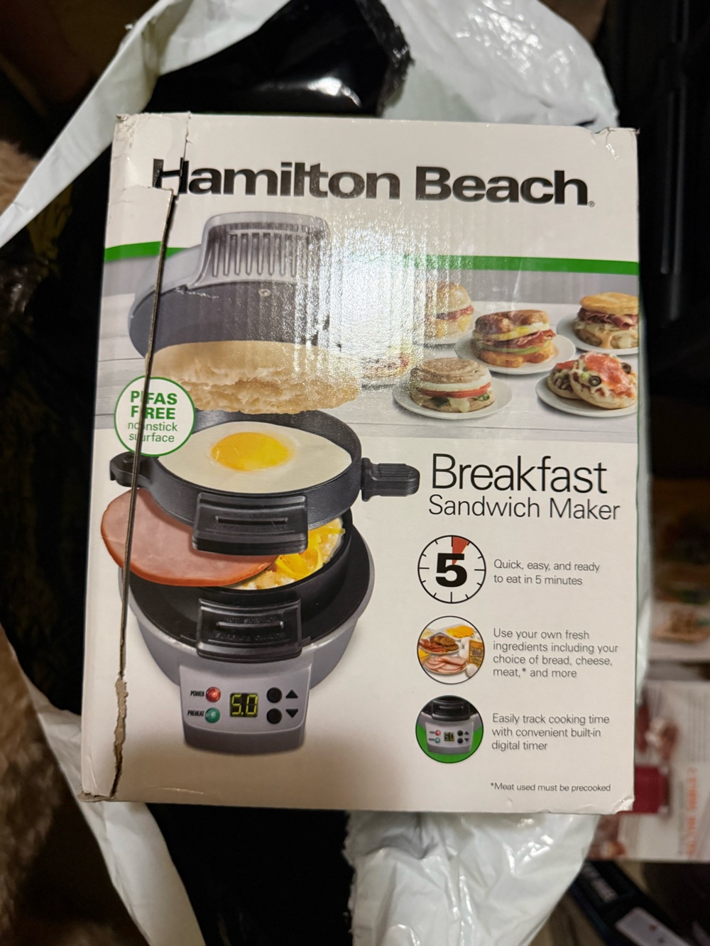 Hamilton Beach Black and Silver Breakfast Sandwich Maker